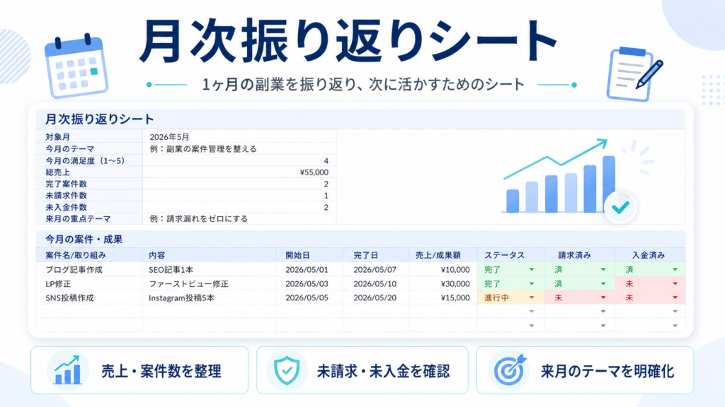 月次振り返りシートの画像